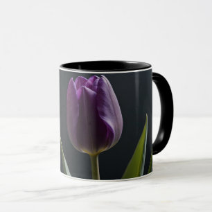 Purple tulip flower digital art mug