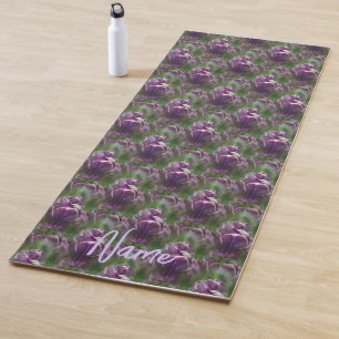Purple Tulip Flower Nature Pattern Personalised Yoga Mat