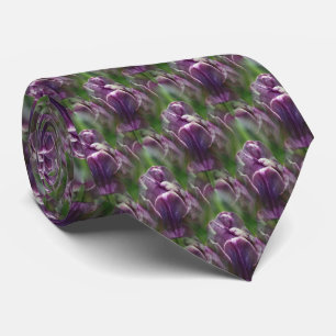 Purple Tulip Flower Nature Pattern Tie