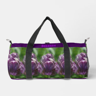 Purple Tulip Flower Personalised Duffle Bag