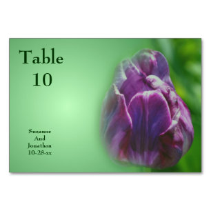 Purple Tulip Flower Personalized Wedding  Table Number