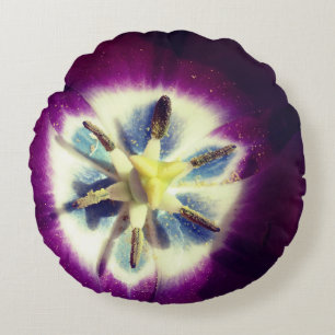 Purple Tulip Flower Photo Round cushion