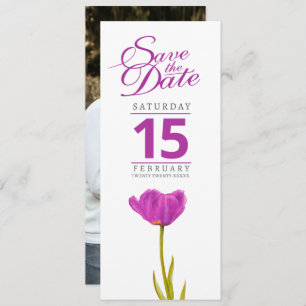 Purple tulip flower photo wedding save the date