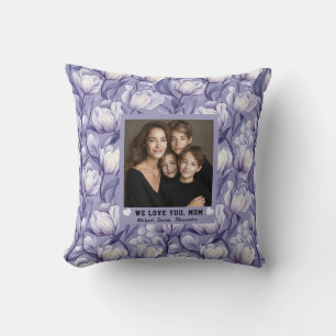 Purple Tulip Garden Happy Mum Godmother Victorian Cushion