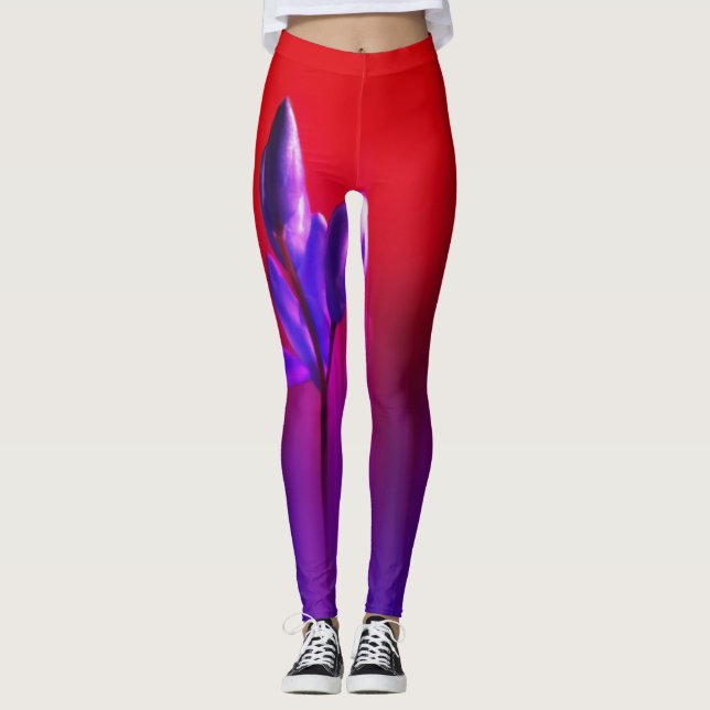 Purple Tulip Haze Poster Leggings (Front)