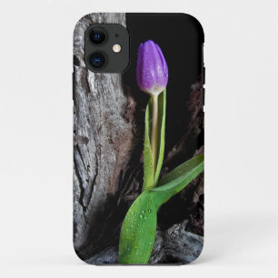 purple tulip on driftwood iPhone 11 case