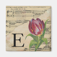 Purple Tulip Sheet Music Monogram Initial E