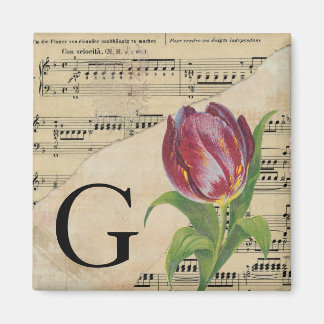 Purple Tulip Sheet Music Monogram Initial G Magnet