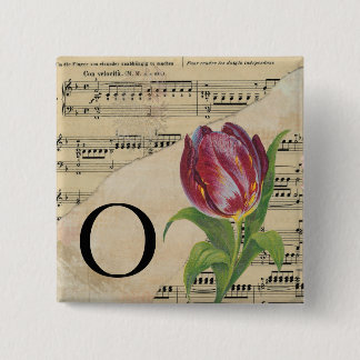 Purple Tulip Sheet Music Monogram Initial O 15 Cm Square Badge