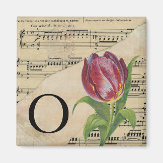 Purple Tulip Sheet Music Monogram Initial O Magnet