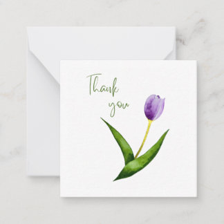 Purple Tulip Thank You Flat Notecard 