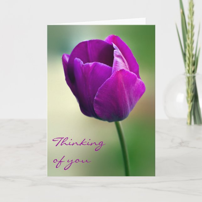 Purple Tulip Thinking of you Card (Front)