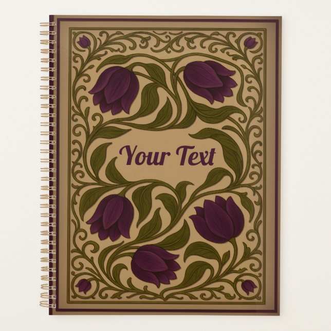 Purple Tulip Vintage Floral Planner (Front)