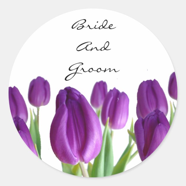 Purple Tulip Wedding Envelope Seals (Front)
