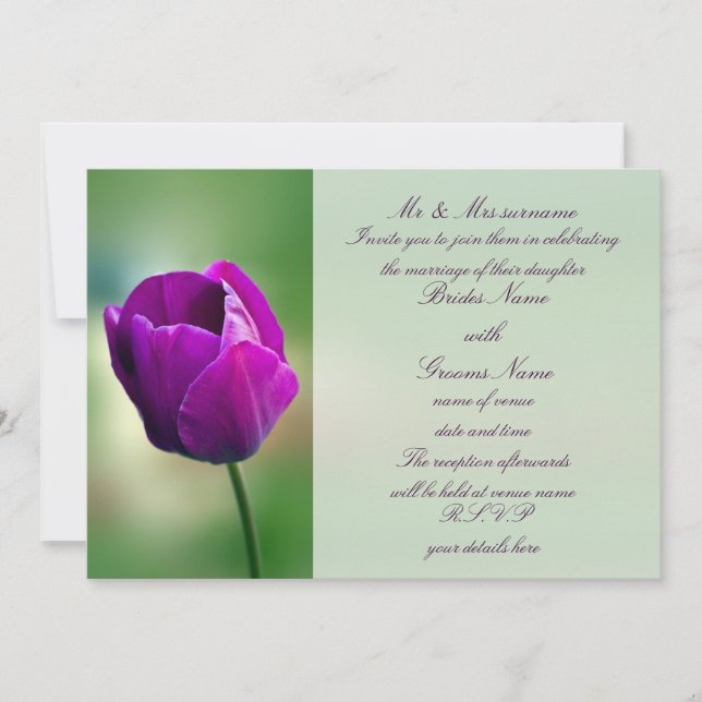 Purple Tulip Wedding Invitation (Front)