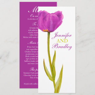 Purple tulip wedding reception dinner menu invitation