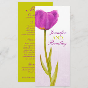 Purple tulip wedding reception dinner menu invitation