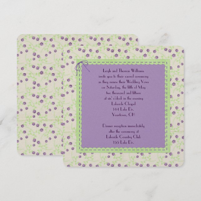 Purple Tulip Wedding Vow Renewal Invitation (Front/Back)