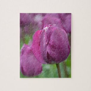 Purple Tulip with water drops Jigsaw Puzzle
