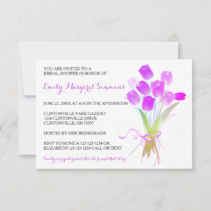Purple Tulips - 3x5 Bridal Shower Invitation