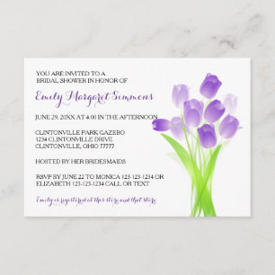 Purple Tulips - 3x5 Bridal Shower Invitation