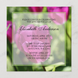 Purple Tulips 80th Birthday Party Invitations