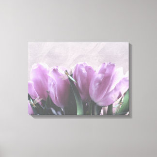 Purple Tulips Aqua Dragonflies Canvas Wall Decor