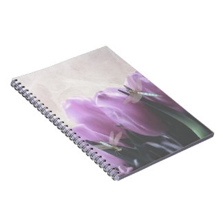 Purple Tulips Aqua Dragonflies Floral Journal