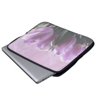 Purple Tulips Aqua Dragonflies Neoprene Sleeves