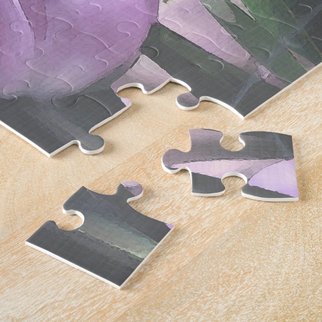 Purple Tulips Aqua Dragonflies Springtime Puzzle (Side)