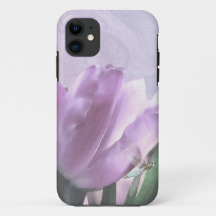 Purple Tulips Aqua Dragonfly 2 iPhone 11 Case