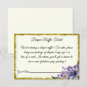 Purple Tulips Baby Shower Diaper Raffle Card
