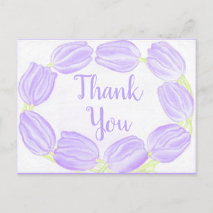 Purple Tulips Border ~Thank You Card