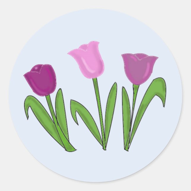 Purple Tulips Classic Round Sticker (Front)