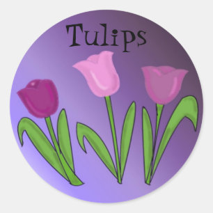Purple Tulips Classic Round Sticker