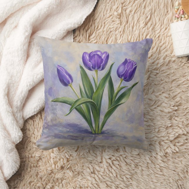 Purple Tulips Cushion (Blanket)