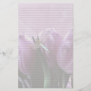 Purple Tulips Dragonfly Optional Lined Note Paper