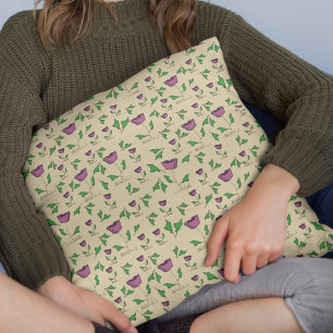 Purple tulips floral watercolor cushion