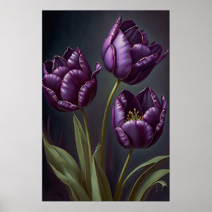 Purple Tulips Flower Art Print Poster