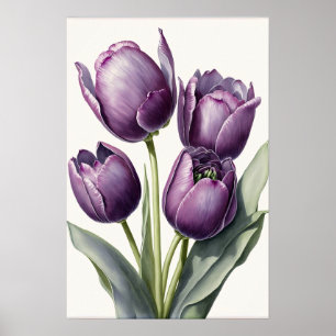 Purple Tulips Flower Art Print Poster