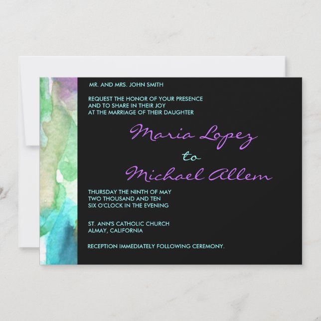 Purple Tulips Flower Wedding Invitation Engagement (Front)