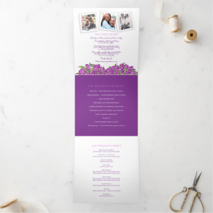 Purple tulips heart art story dedication wedding T Tri-Fold Programme