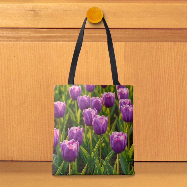Purple Tulips Image No. 2 Tote Bag (Tote bag with purple tulips)