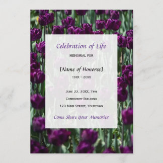 Purple Tulips Memorial Celebration invitation