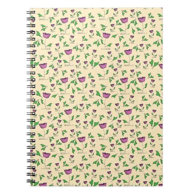 Purple tulips on yellow background notebook (Front)