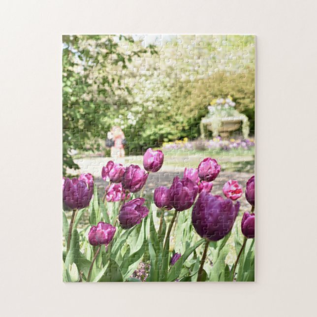 Purple Tulips Regent's Park Flowers London England Jigsaw Puzzle (Vertical)