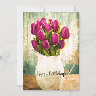 Purple Tulips, Spring Bouquet Birthday Art