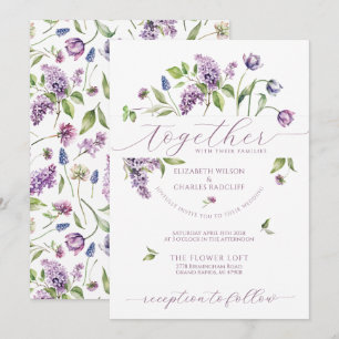 Purple Tulips & Spring Flowers Wedding Invitation