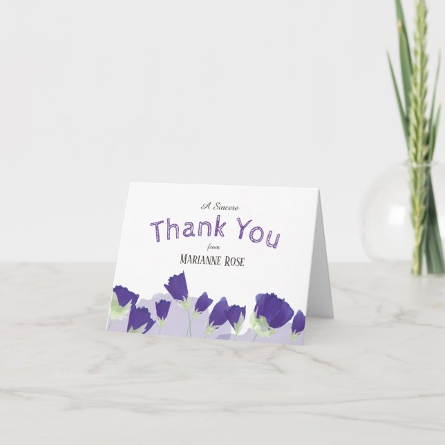 Purple Tulips Thank You Card (Front)
