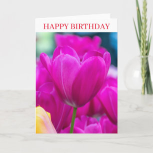 Purple tulips up close birthday card